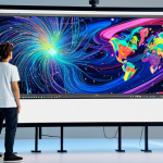 Human-AI Collaboration in Art Creation**

"A professional artist in a brightly lit studio, working collaboratively with an AI interface displayed on a large screen. The artist is fully clothed in paint-splattered overalls and a t-shirt, focused on refining a digital artwork visualized by the AI. The AI interface shows complex algorithms and data streams translating into abstract art. The studio is filled with traditional art supplies mixed with high-tech equipment. safe for work, appropriate content, fully clothed, perfect anatomy, natural proportions, a symbol of human and artificial intelligence collaboration, vibrant colors, digital art, professional."

**