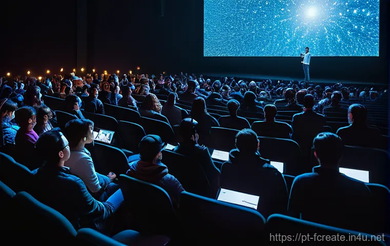 AI와 함께하는 미래의 연극 - **A human actress on stage performing an emotional duet with a highly realistic, ethereal digital av...