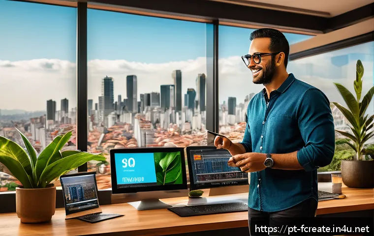 창작의 미래 인간의 역할 vs 기술 - A creative workspace scene featuring a Brazilian advertising professional collaborating with AI desi...