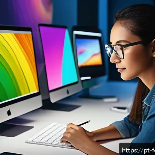 Home 17 AI로 구현되는 창작 세계 - A digital artist’s modern workspace featuring multiple high-resolution screens displaying AI-powered...